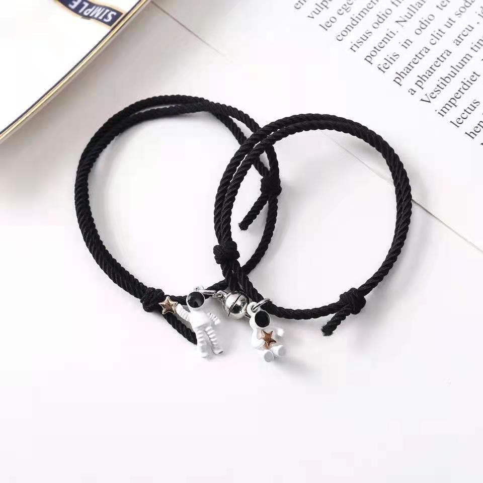 1 Set Gelang Tali Magnet Couple Pasangan Hip Hop Korea Fashion Astronot Best Friends Lock Kunci