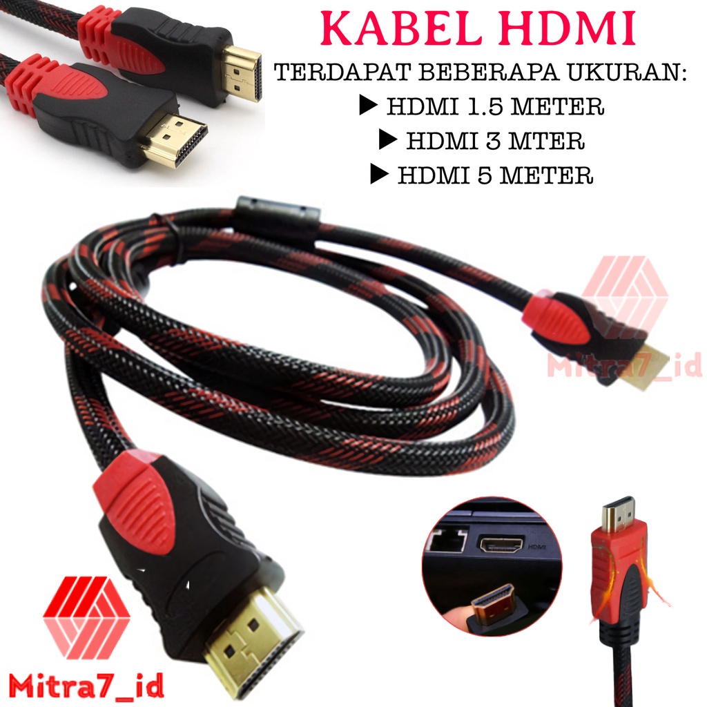 Kabel HDMI to HDMI Jaring 1.5m 3m 5m 1,5m 1.5 1,5 3 5 meter