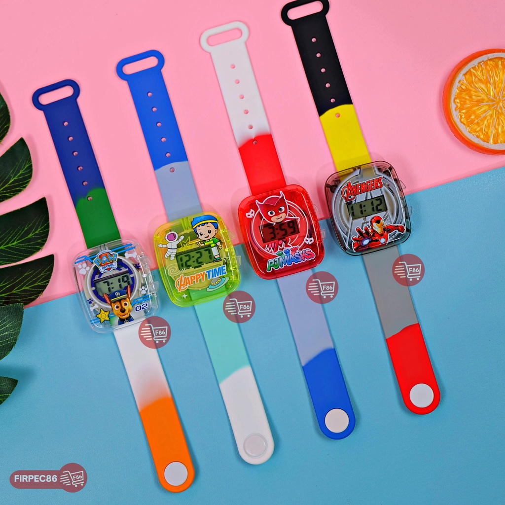 TERMURAH! Jam Tangan Anak Karakter Motif Kartun Gelang Anak Unisex Terbaru dengan Bahan Karet