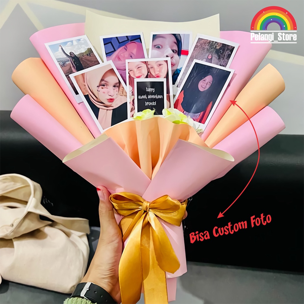(Sehari Jadi) Bucket/Buket Mini/Buket Custom Foto/Flower bucket photocard bucket boneka bucket/Mini 