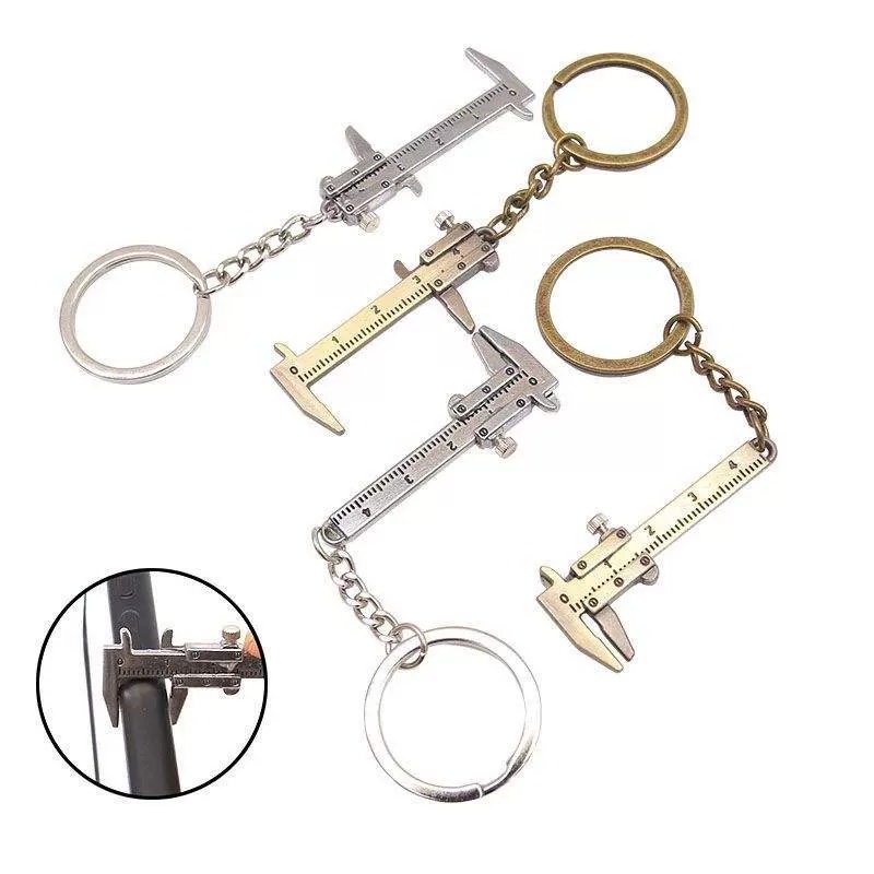 Mini Vernier Caliper Keychain Alat Ukur/Gantungan Kunci Model Simulasi Penggaris Vernier Caliper