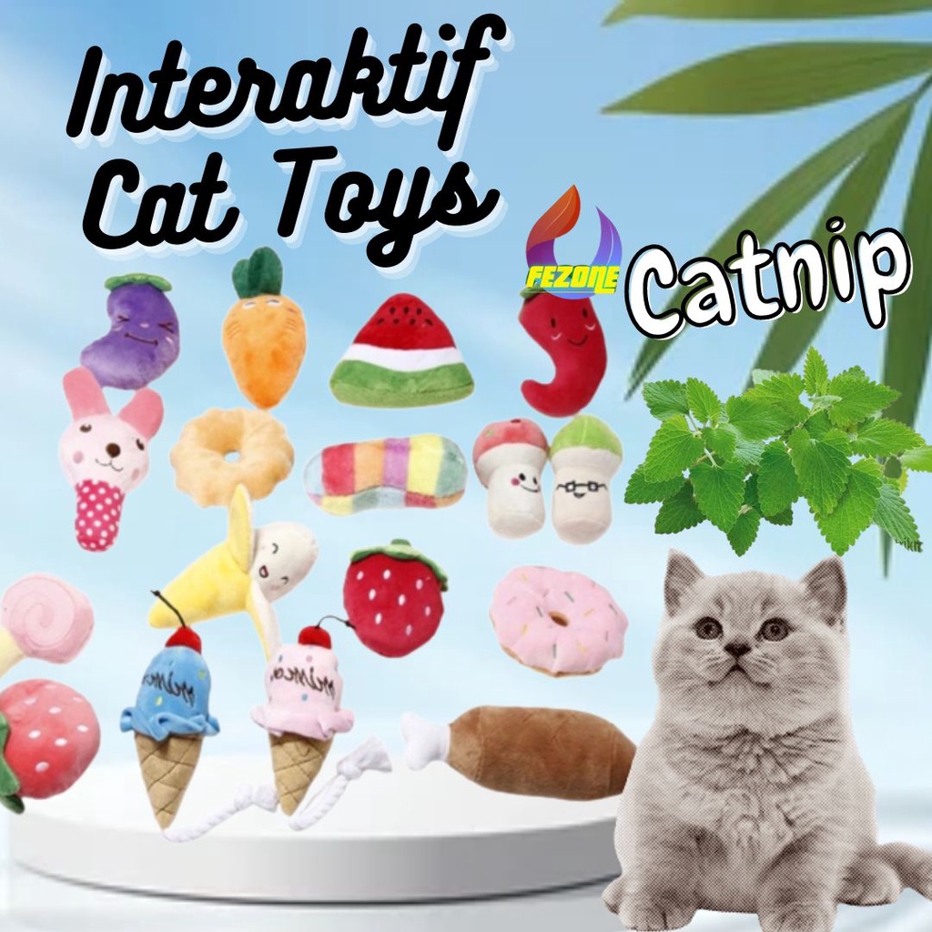 Cat Toys Catnip Mainan Gigit Anjing Peliharaan Bentuk Buahsayuran Bahan Plush Dengan Suara Mencicit FEZONE