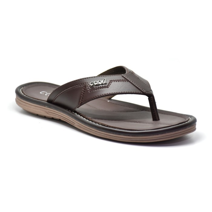 Carvil Sandal Jepit Casual Pria Lenox 01 M Dark Brown_A67
