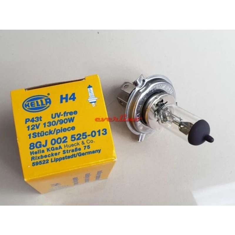 Dop Bohlam Halogen H4 12V 90/130 W Hella Lampu 90 130 Watt