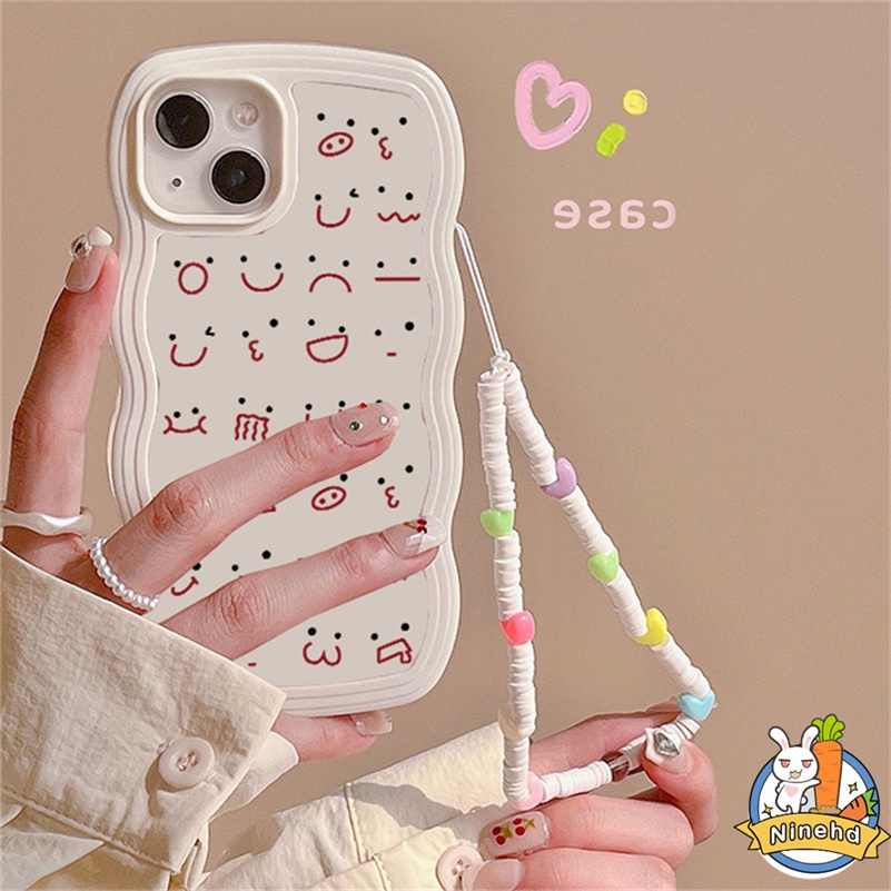 IPHONE Casing Kompatibel Untuk Iphone14 13 12 11 Pro Max X Xr Xs Max8 7 6 6s Plus Ekspresi Lucu Casing Ponsel Bingkai Bergelombang Shockproof Case Cover Skins Silicone Soft Case Cover Pelindung