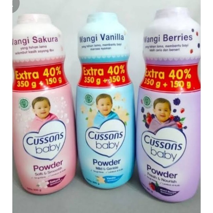 Cussons baby powder 350 + 150 gr / Bedak Tabur Bayi Cussons 500 gr / Bedak Bayi Cussons