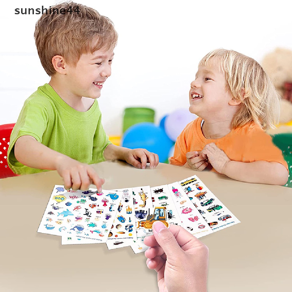 Sunshine Kids Reusable Sticker Book Multiple Skenario Kartun DIY Puzzle Edukasi.