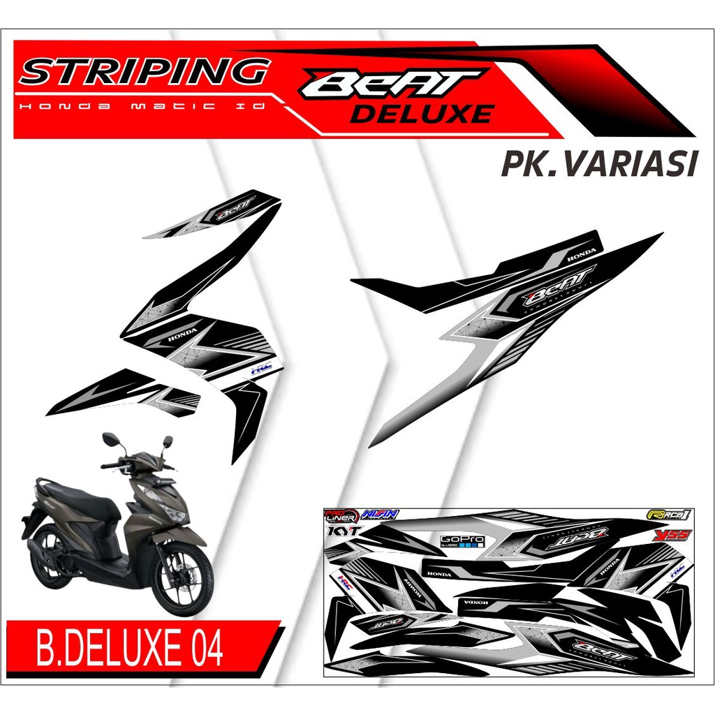 Striping Beat Deluxe - Sticker Striping List Variasi Motor Beat Deluxe Motif Racing #honda beat delu