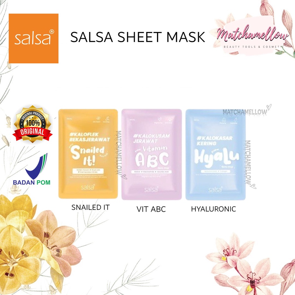 ❄️MATCHA❄️ SALSA SHEET MASK - MASKER WAJAH DAILY HYALURONIC NIACINAMIDE SNAIL