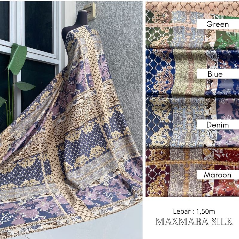 {ABC TEXTILE} MAXMARA SILK TERBARU / KAIN MOTIF BAGUS MURAH / MIXPRINT ROLLAN (per ½ meter)