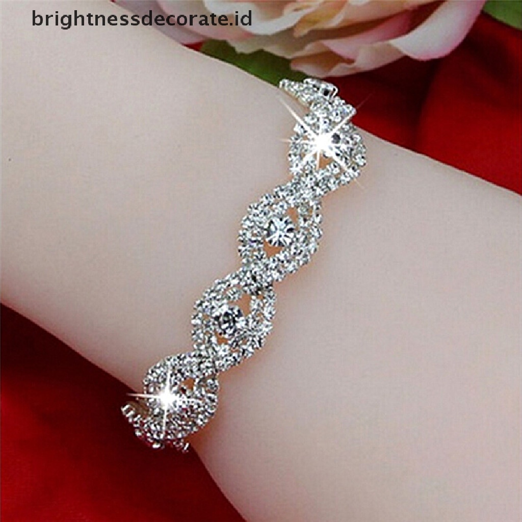 [Birth] Elegan Deluxe Austria Gelang Kristal Wanita Infinity Berlian Imitasi Bangle Hadiah [ID]