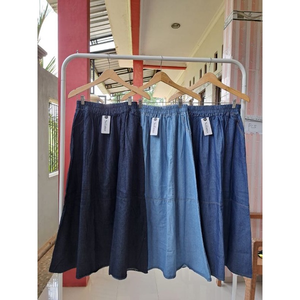 Rok Jeans Jumbo SIGAR Pinggang Muter Karet