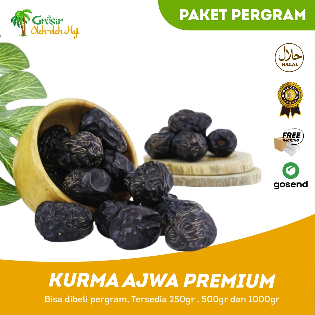 Kurma Ajwa Premium Jumbo Original Kurma Nabi Ajwa dari Madinah untuk Oleh Oleh Haji dan Umroh