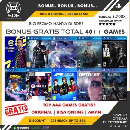 PS4 SLIM PLAYSTATION 4 BISA ONLINE 500GB/1TB PES24 FIFA GARANSI MESIN PLAYSTATION FULL GAMES ONLINE BEBAS ps 4