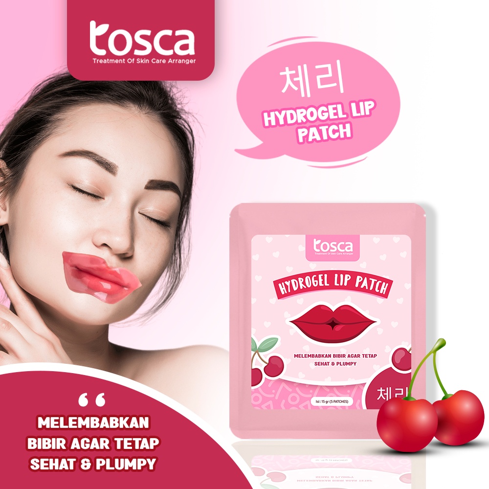 Masker Bibir Tosca Cherry Hydrogel Lip Patch Mencerahkan Bibir