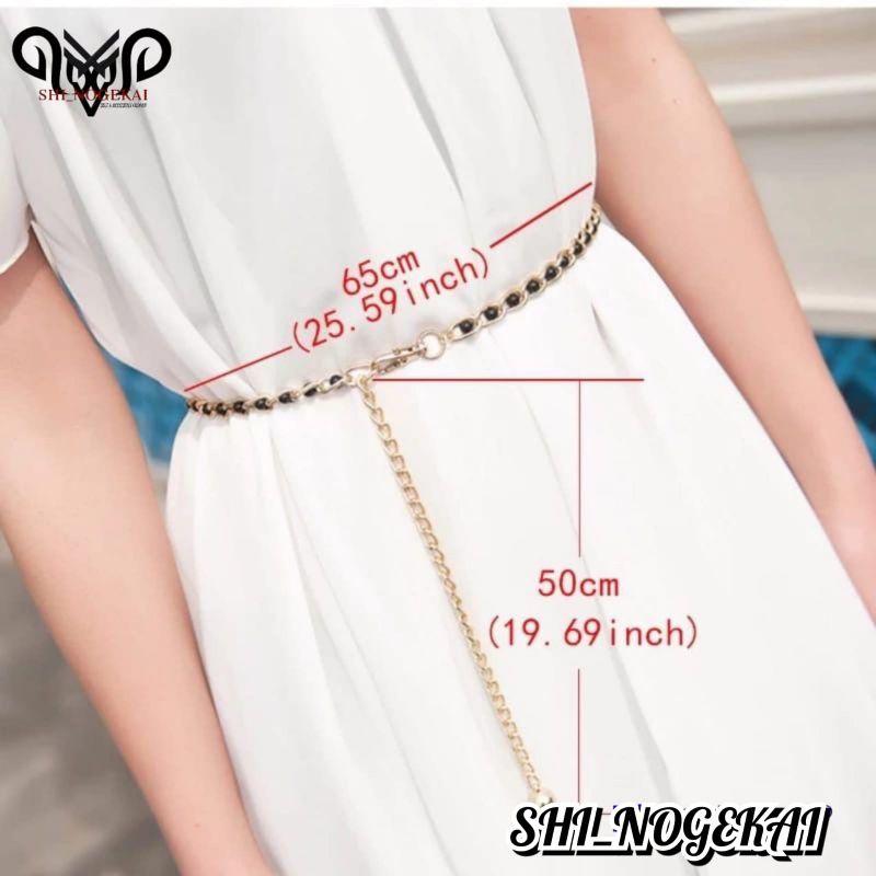 SABUK RANTAI FASHION AKSESORIS BAJU WANITA IMPORT TH38HITAM