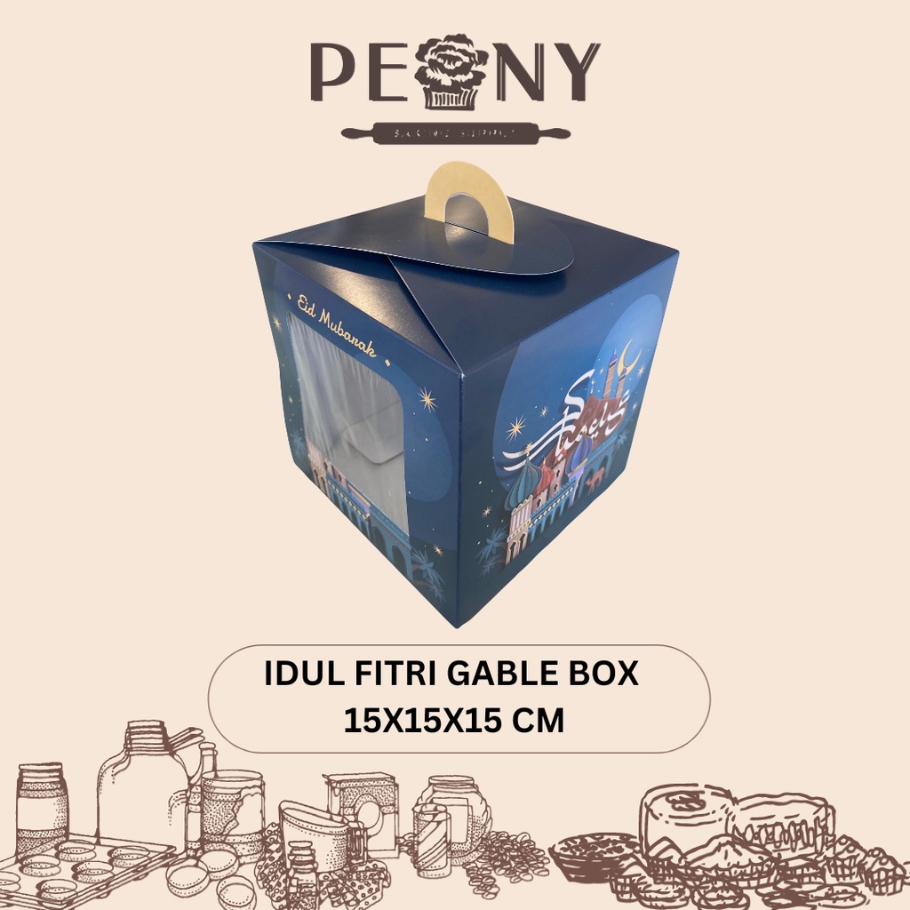 PAPASO PACKAGING IDUL FITRI GABLE KOTAK BOX UKURAN 15X15X15 CM