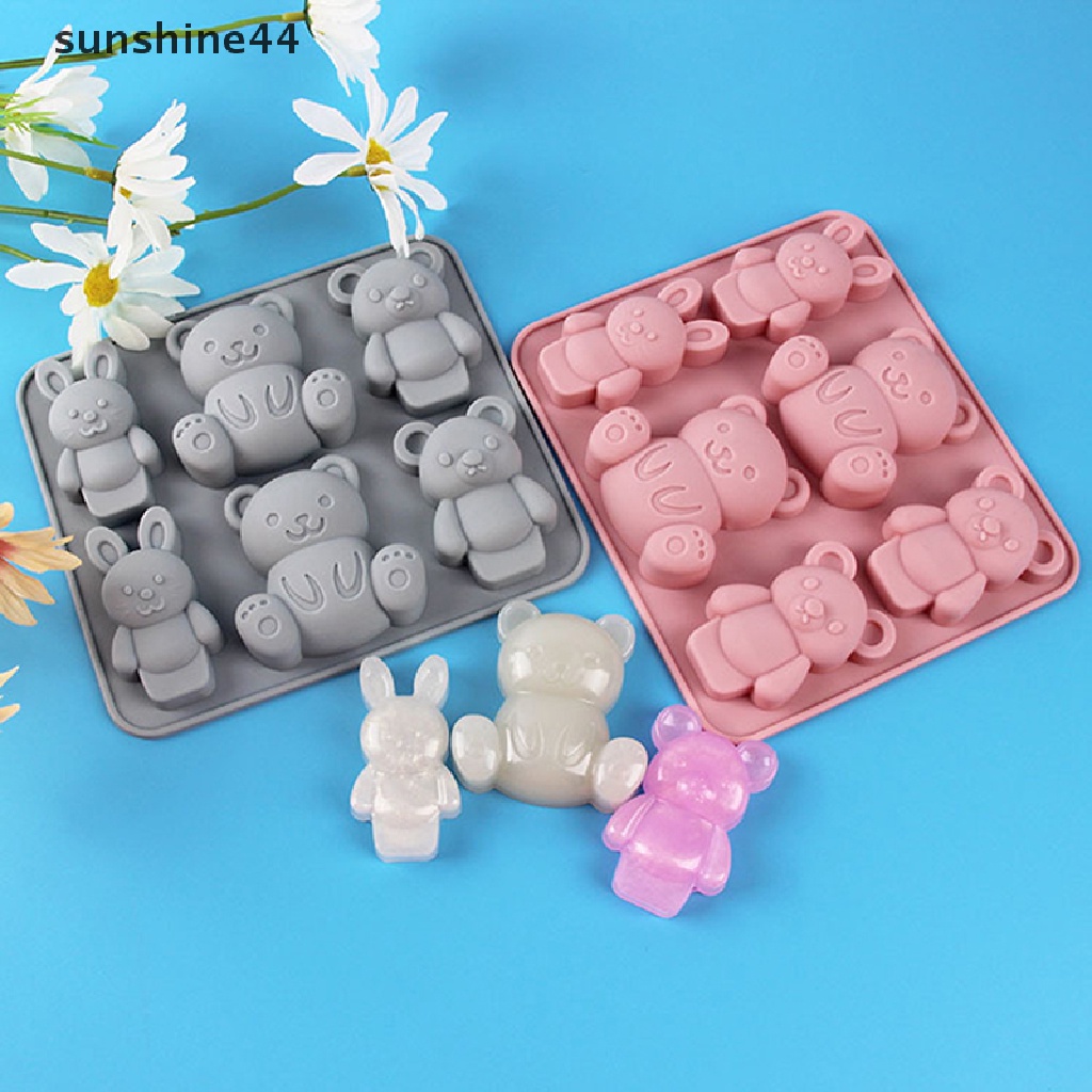 Sunshine 1Pc 6-rongga Cetakan Silikon Lucu Kartun Hewan Cetakan Kue DIY Membuat Alat.