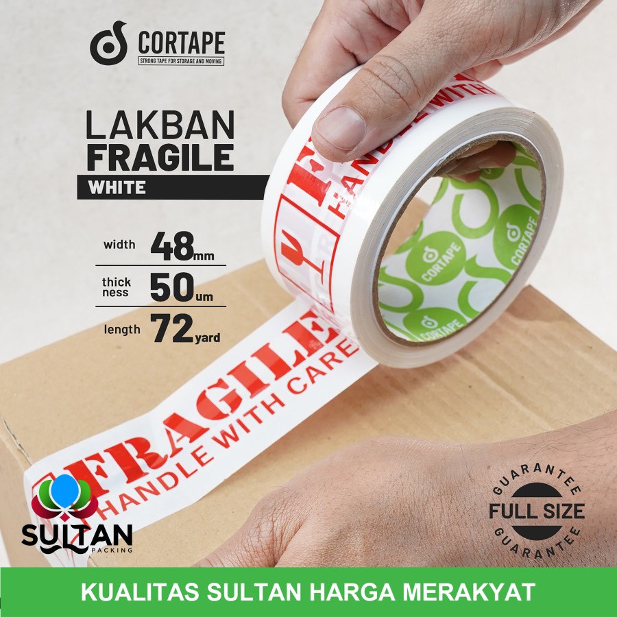 

lakban Fragile White 48mmx72yard Satuan Murah Plakban Isolasi Solatip - White