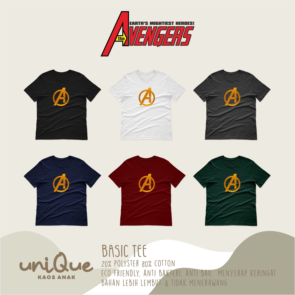 BAJU ATASAN ANAK LAKI AVENGERS  1-12 TAHUN KAOS ANAK LAKILAKI SUPERHERO MURAH