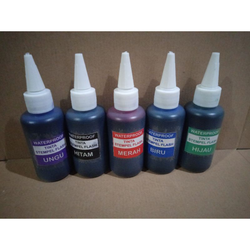 

2 botol kemasan 100 ml Tinta stempel flash waterproof, anti air,, tinta permanen 100 ml untuk kertas