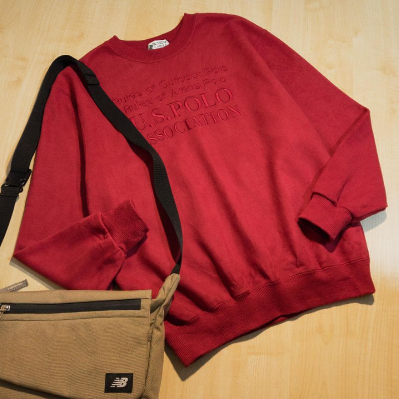 Vintage Sweatshirt USPA POLO ASSOCIATION Original Merah Big Logo Crewneck