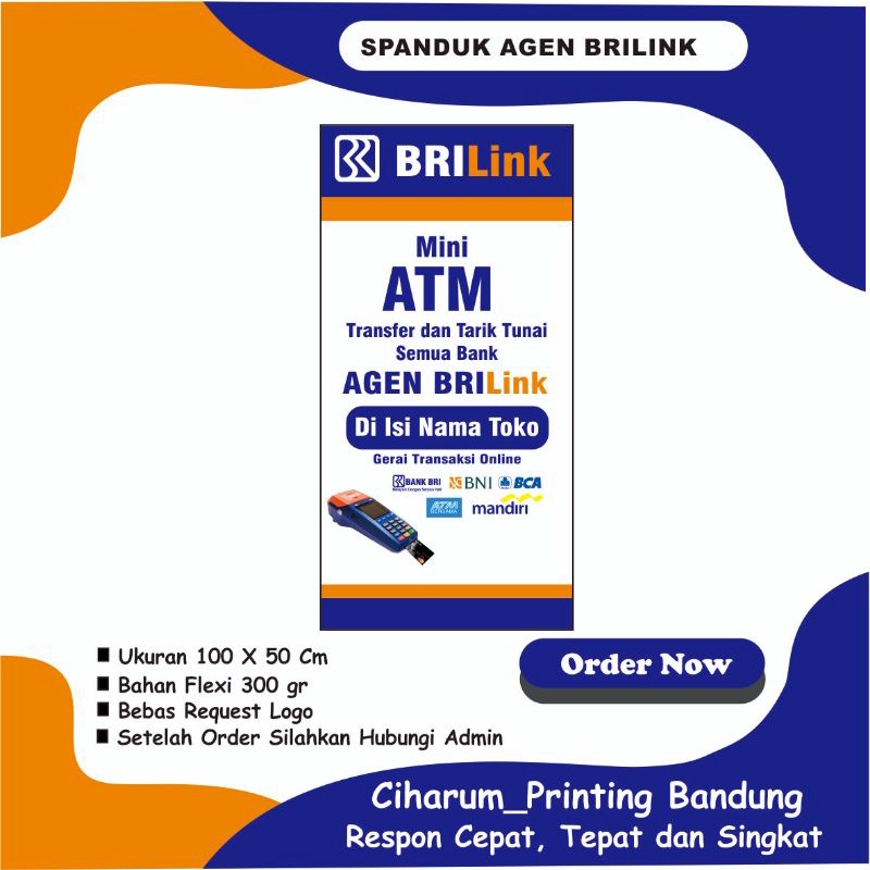 Jual Spanduk Banner Agen Brilink Bank Bri Free Request Nama Agen