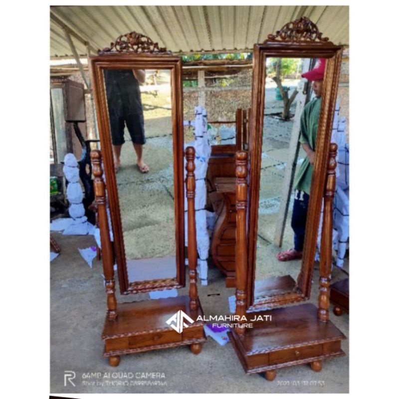 PROMO STANDING MIRROR KAYU JATI || FIGURA CERMIN BERDIRI JATI UKIR JEPARA || CERMIN BERDIRI