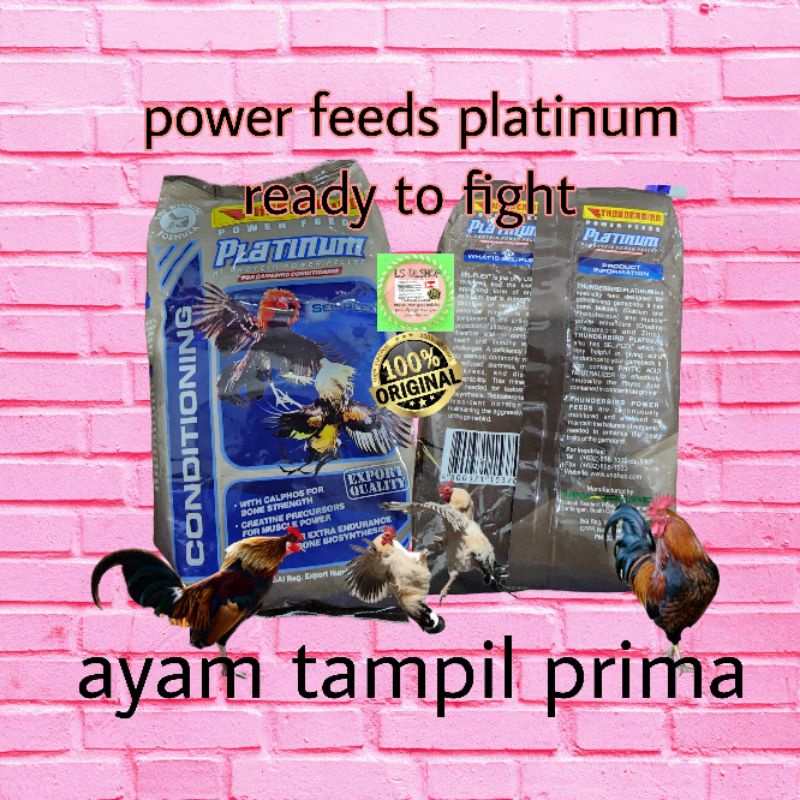 pakan ayam platinum 1kg thunderbird power feed ready to fight pur pakan ayam ber vitamin suplemen otot dan tenaga ayam siap tarung instant asli ori impor philipin