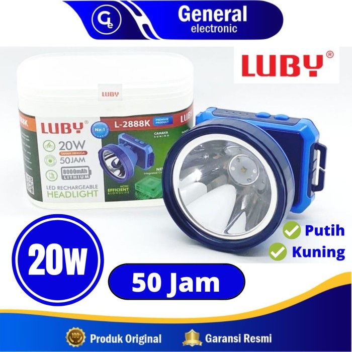 Penerangan Senter Kepala Luby L2888 / Lampu Kepala 20 Watt / Head Lamp Luby 2888