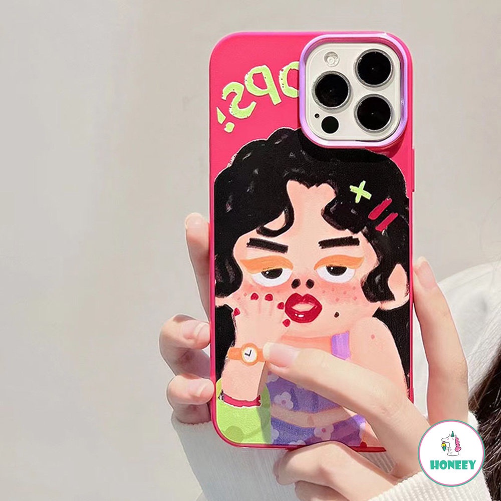 Soft Case TPU Glossy Motif Graffiti Wanita Emoji Untuk IPhone 14 13 12 11 Pro Max