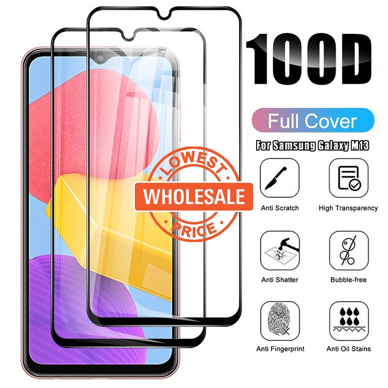 [Harga Grosir]Film Tempered Glass Pelindung Layar Samsung Galaxy M13 Full Cover 9H Anti Gores