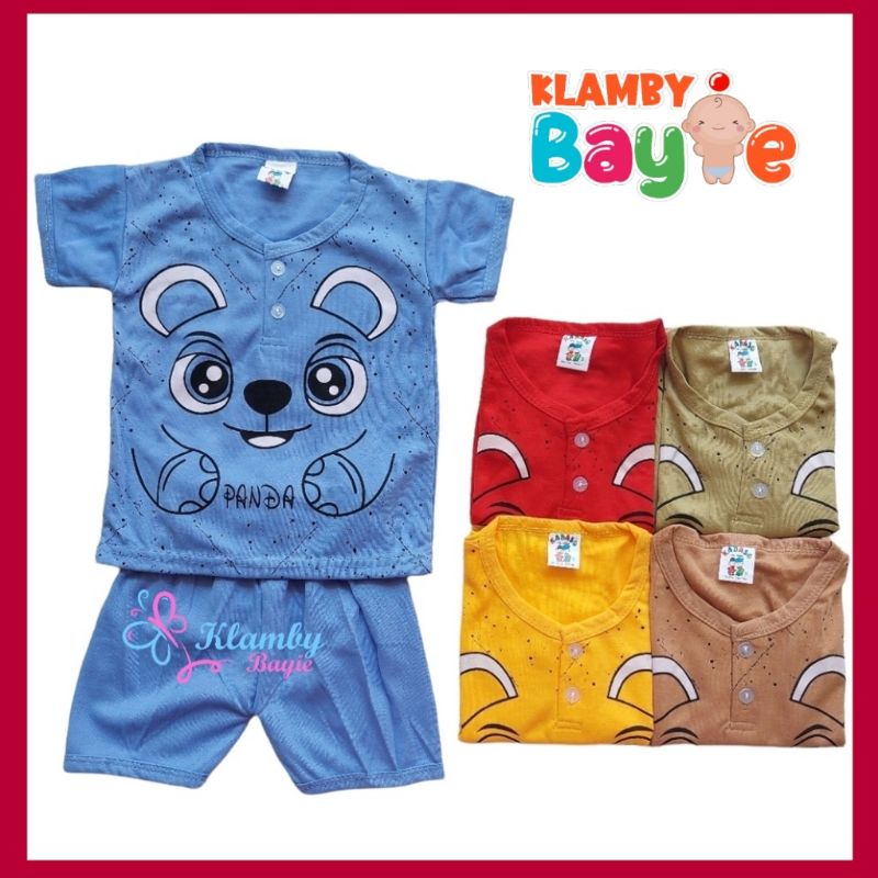 KADASO Setelan Baju Bayi 3-12 Bulan Motif Mata Tiger / Baju Bayi Anak Murah Bagus Lucu