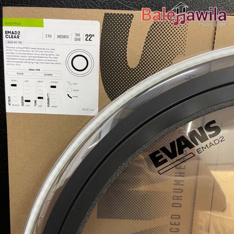 EVANS Bass Top Drum head Batter Evans BD 22 EMAD2 2Ply , Evans BD 22 EMAD 1Play ,  22in