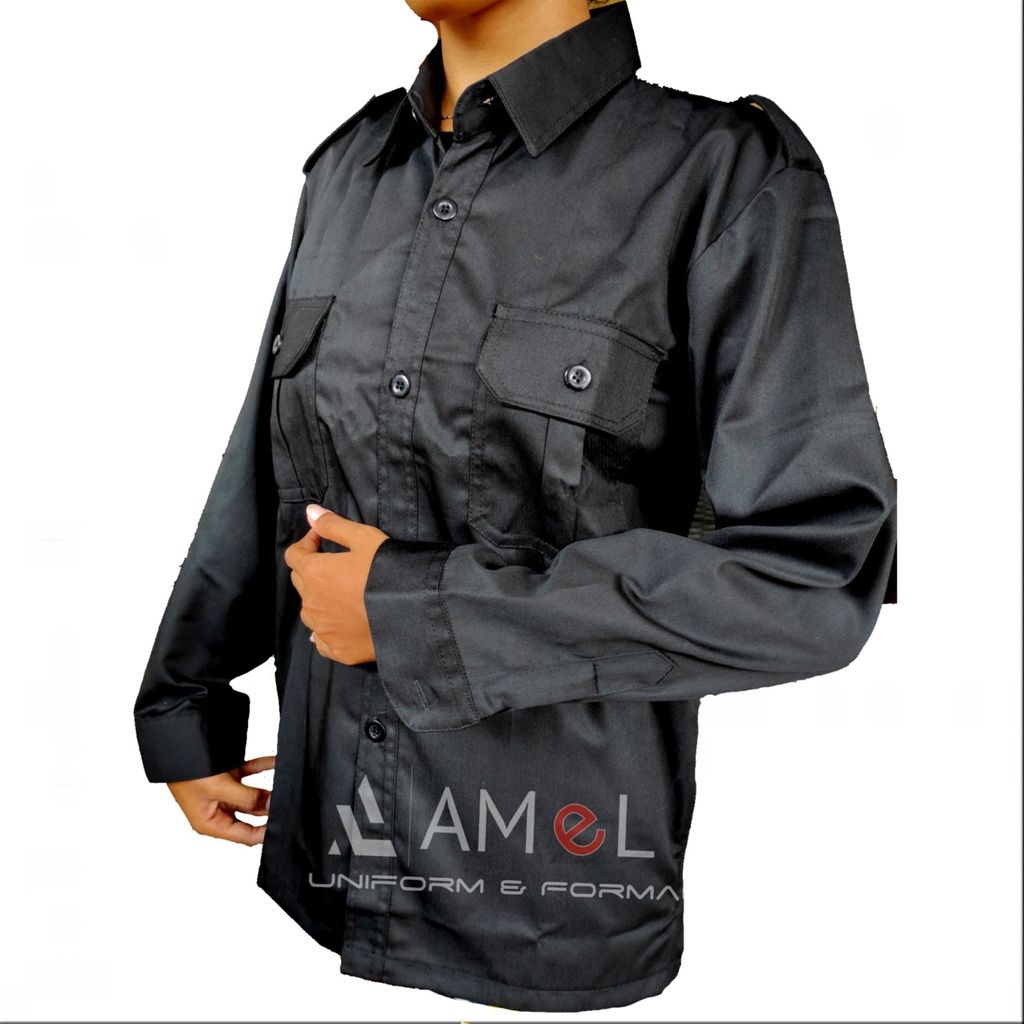 Baju PDH Hitam Lengan Panjang Baju Scurity