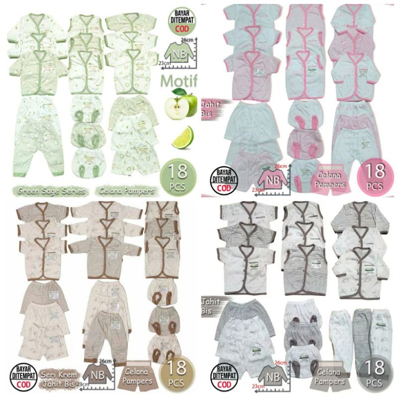 18 pcs Set Baju Bayi Newborn | Paket Baju Newborn | Paket Baju Bayi