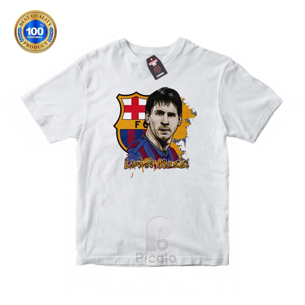 (FREE NAMA) BAJU KAOS ATASAN ANAK MOTIF LIONEL MESSI Bahan COTTUN