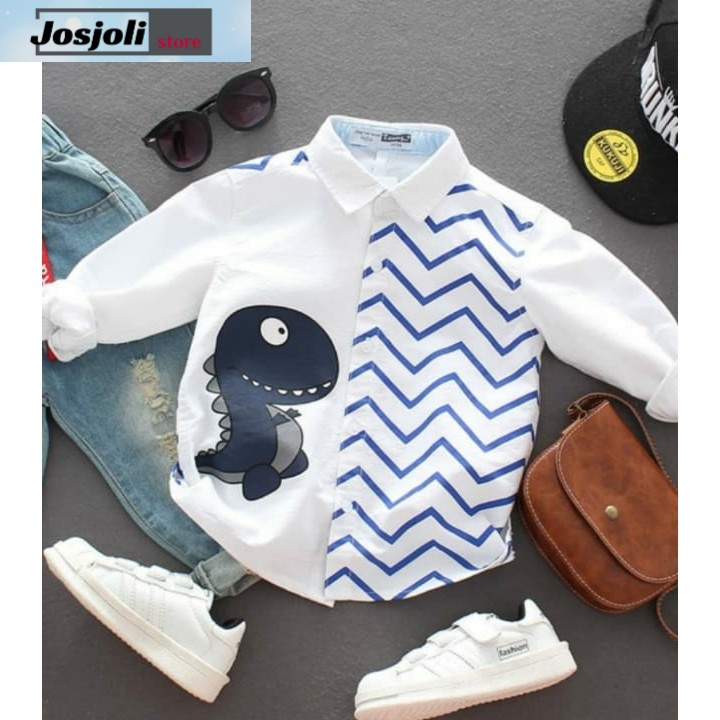 JOSJOLI_STORE/Kemeja Kids Dino/Kemeja Anak Laki-Laki/Usia 1-6 Tahun