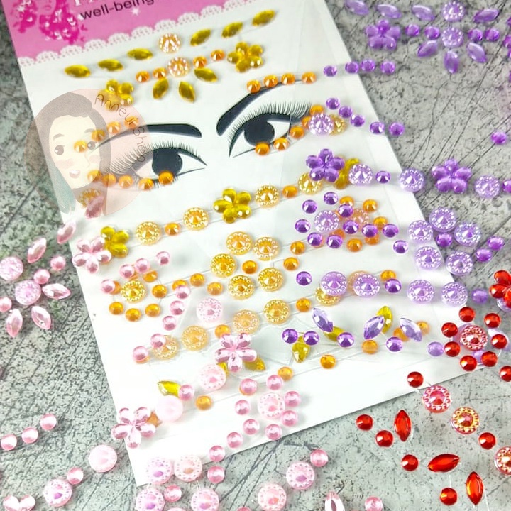 100 pcs Mix Sticker Rhinestone Nail Art Rhinestones Manik-manik Mutiara Kilap Craft Kosmetik Hiasan Kuku Eye Korean Make Up Handphone Decorations Wedding Party Cosplay Flat Back Gems Bead Diamond Swarovski Transparan Mix Color Rainbow