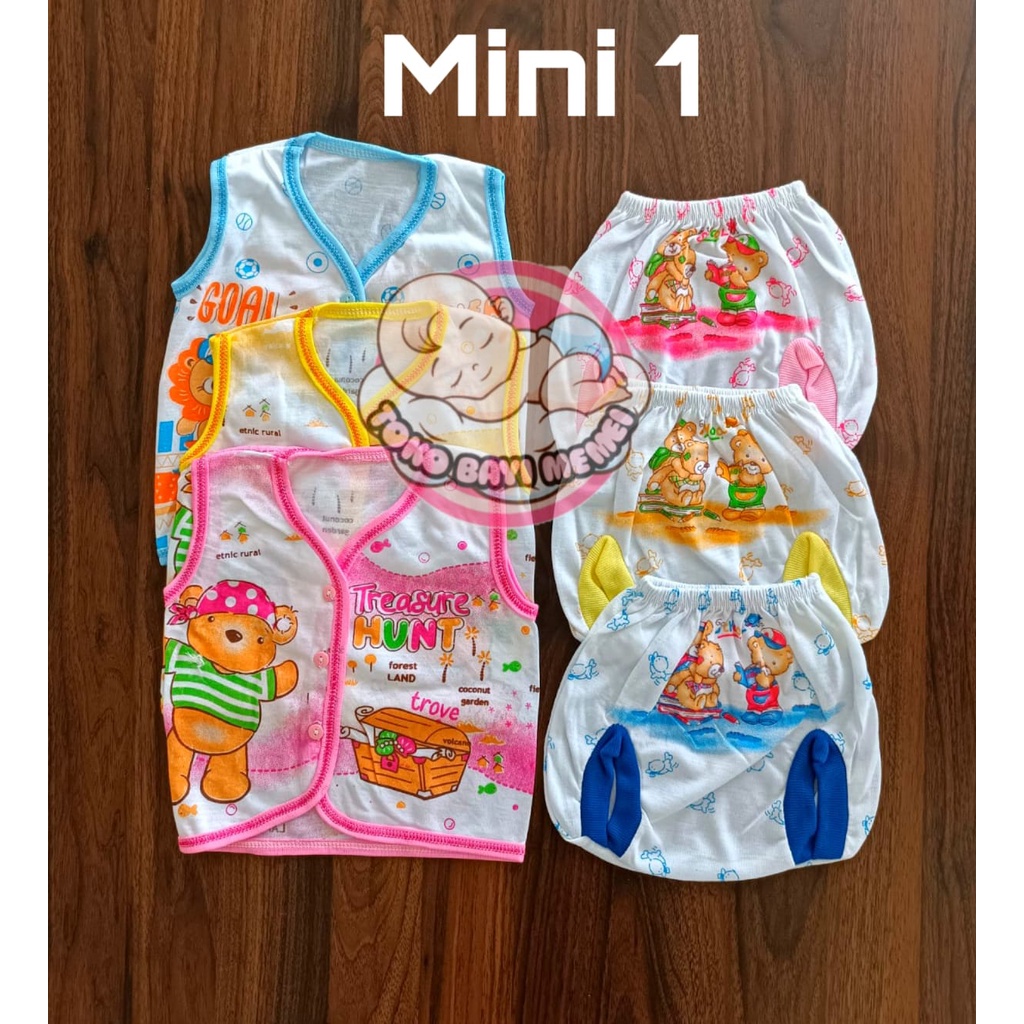 Paket baju bayi dan celana bayi MINI 1 isi 6 pcs bahan katun