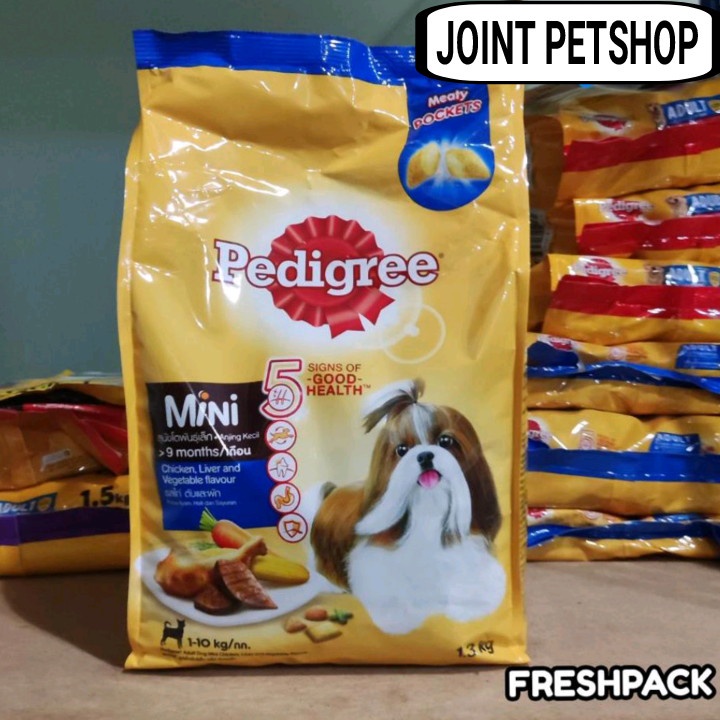 Makanan Anjing Pedigree Mini Adult Chicken, liver &amp; Vegetables Flavour Kemasan 1,3KG