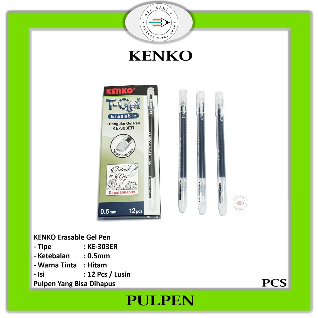 

KENKO - Pulpen Gel Bisa Dihapus T-Gel Erasable KE-303ER Black - Pcs