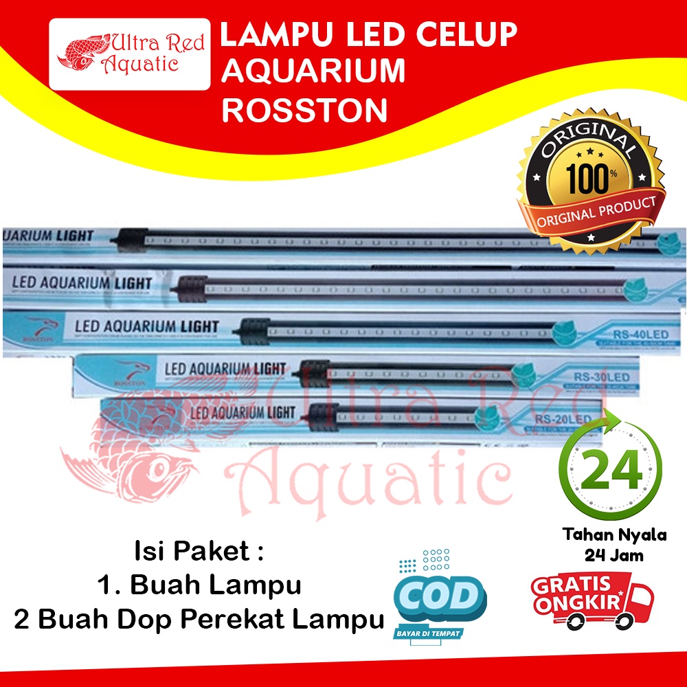 Lampu LED Celup Aquarium Aquascape T4 20. 30, 40 Tahan Air Merek Rosston