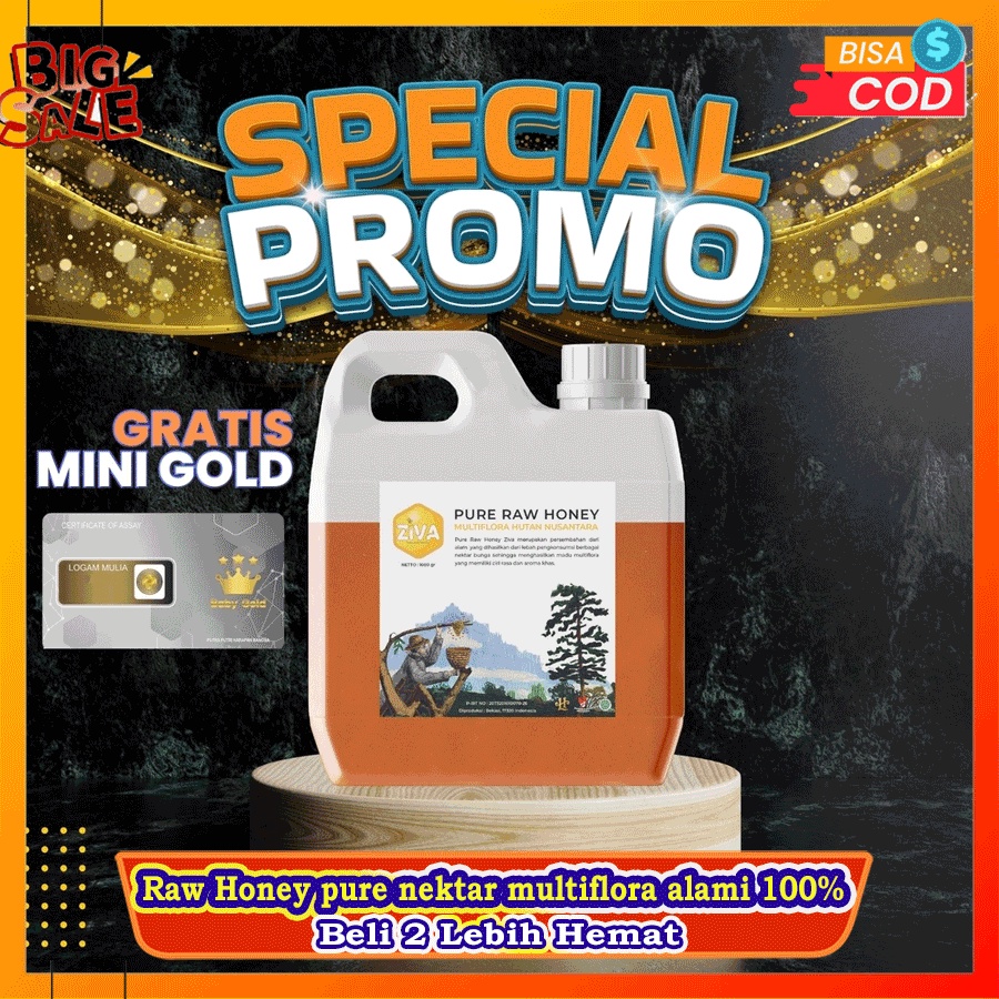 

Raw Honey pure nektar multiflora alami madu asli 100% tanpa campuran Gratis Emas Mini Gold