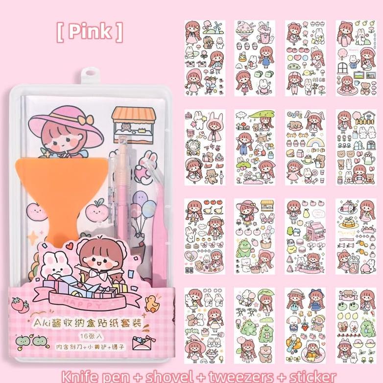

Scrapbook Stiker Tool Set 19 pcs Set Alat Stiker Tangan isi 19 pcs Set Alat Sticker Lucu Lengkap