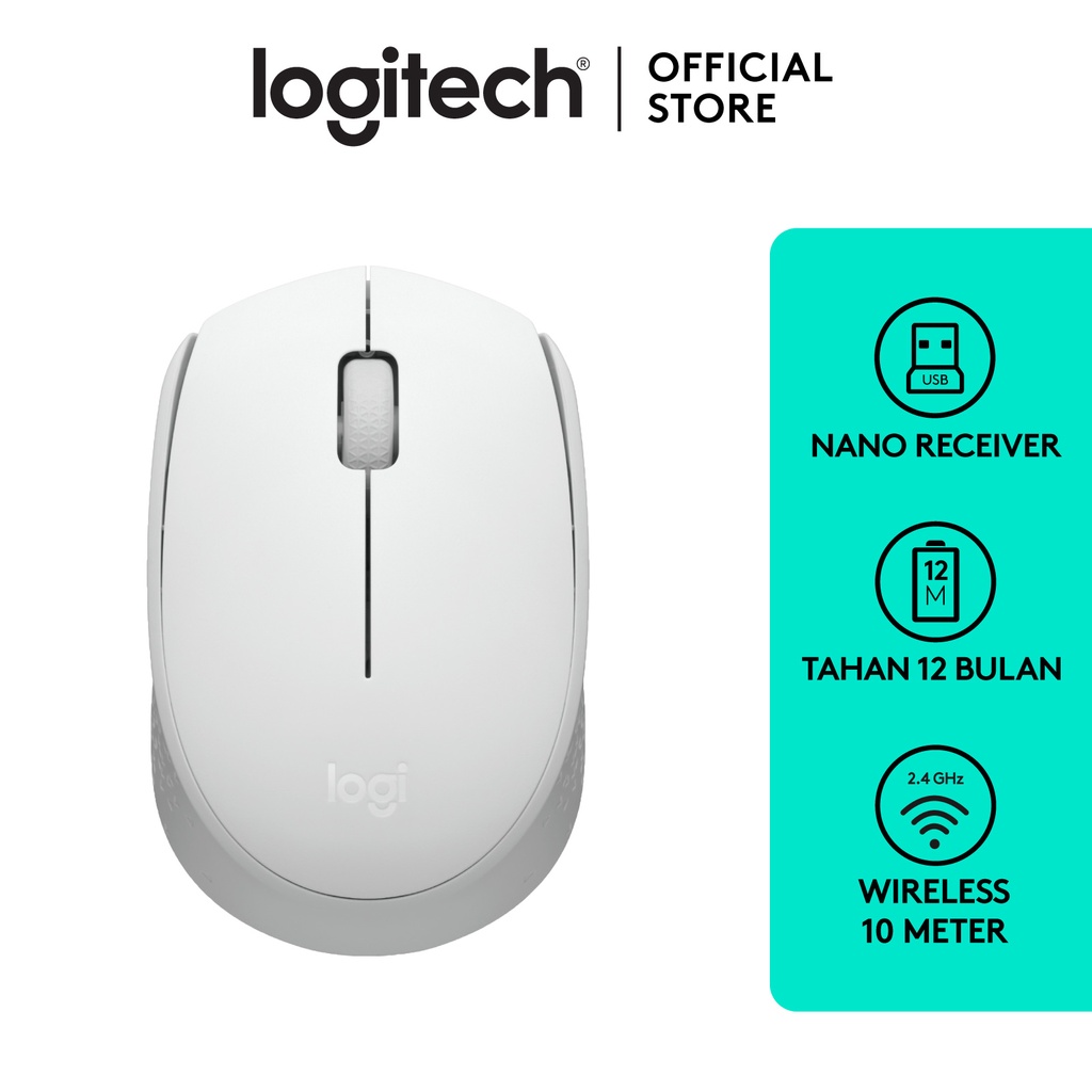 Logitech M171 Mouse Wireless untuk Windows, Mac, ChromeOS - Off White