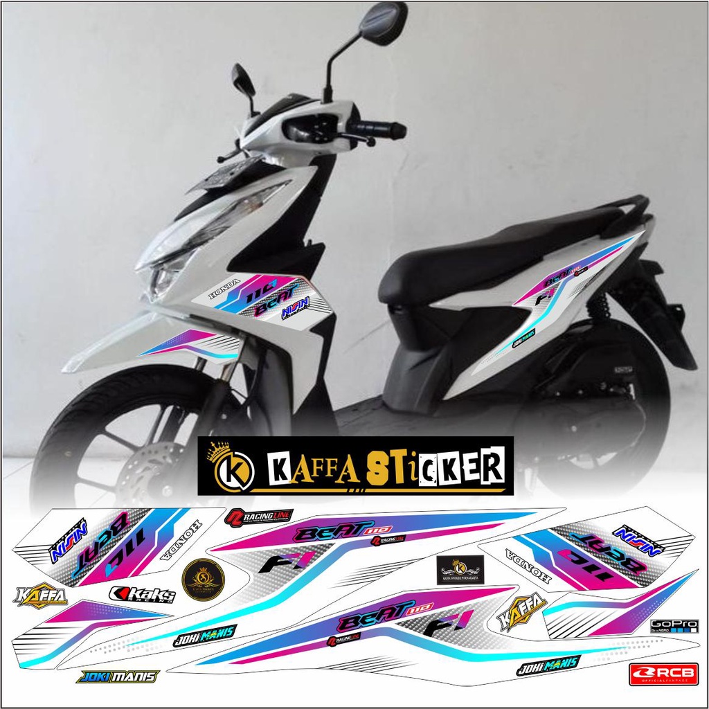Striping Beat Deluxe - Stiker Motor Honda Beat Street 2020 - ELEGAN list putih