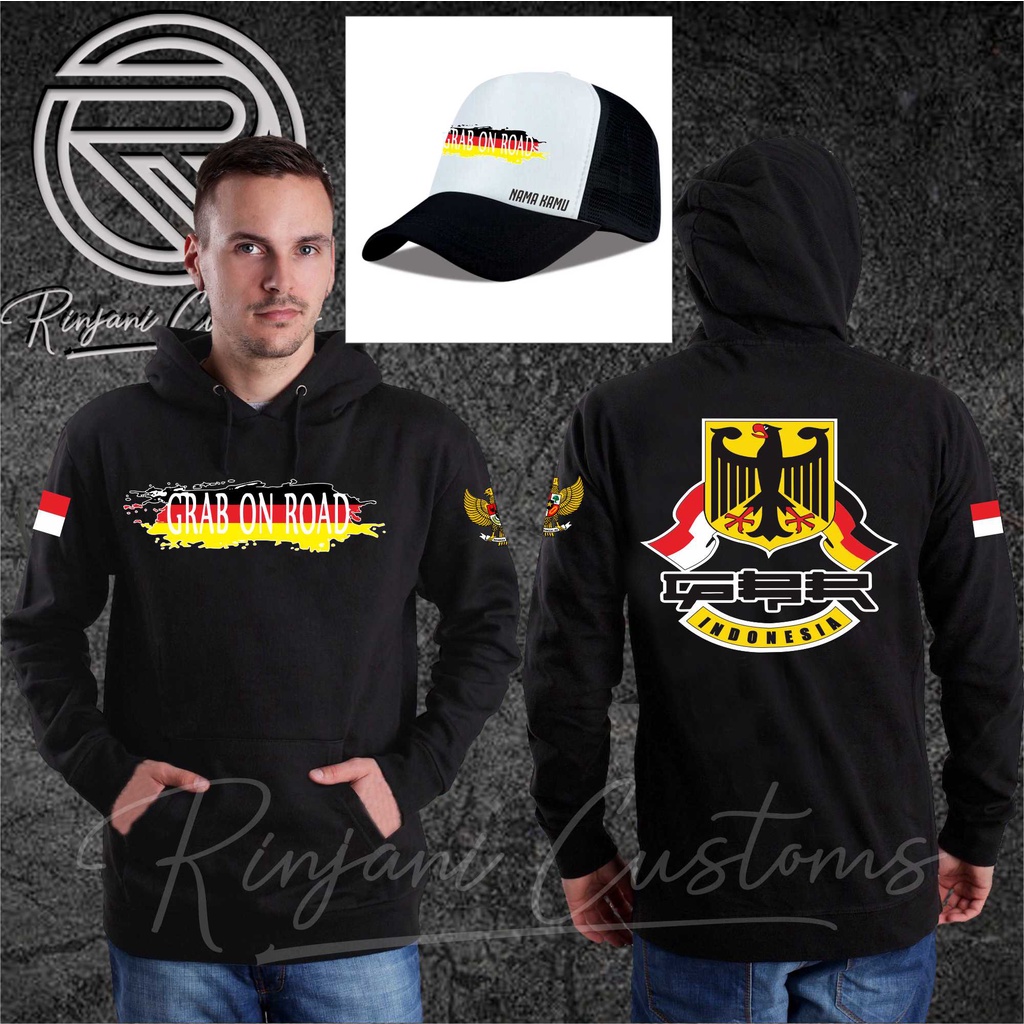 JAKET GBR INDONESIA.JAKET GRAB ON ROAD.BISA TAMBAH NAMA