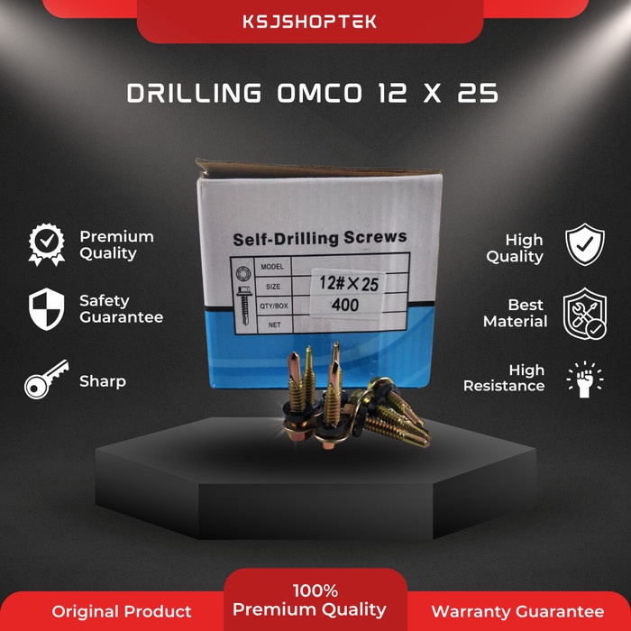 Drilling 12 x 25 OMCO Kuning Self Screw Baut Roofing Galvalum Canal C