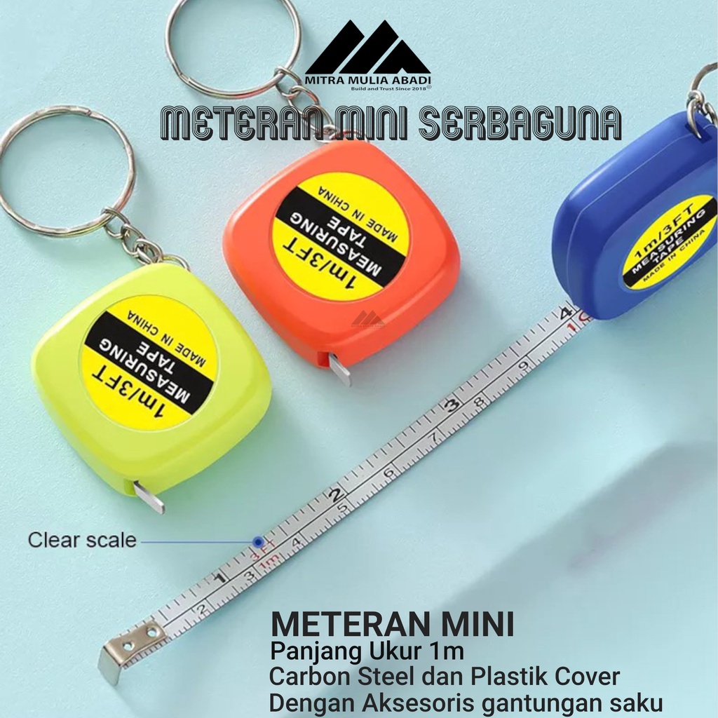 Gantungan kunci meteran mini 1m Tukang aksesoris Measure Tools